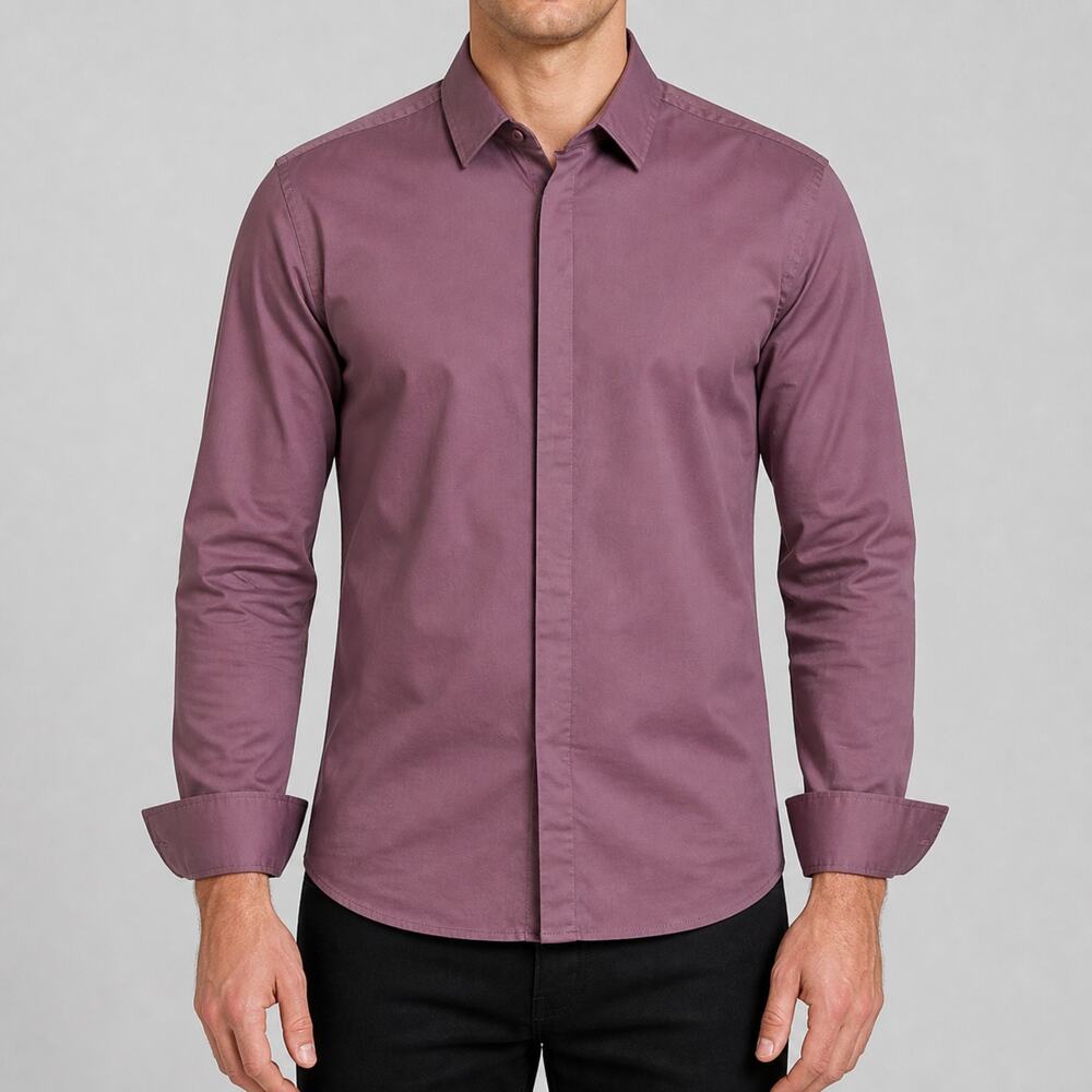 INC International Concepts Shirt Mens 2XL Plum Cotton Iridescent Flip Cuffs